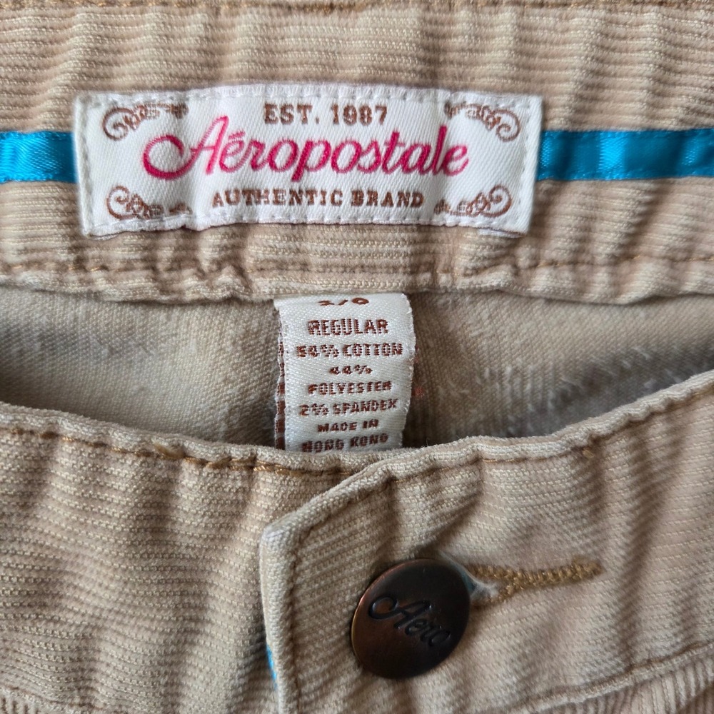Vintage Y2k Aeropostale Womens Low Rise Khaki‎ Corduroy Flare Pants Sz 5/6 2000s - Picture 4 of 10